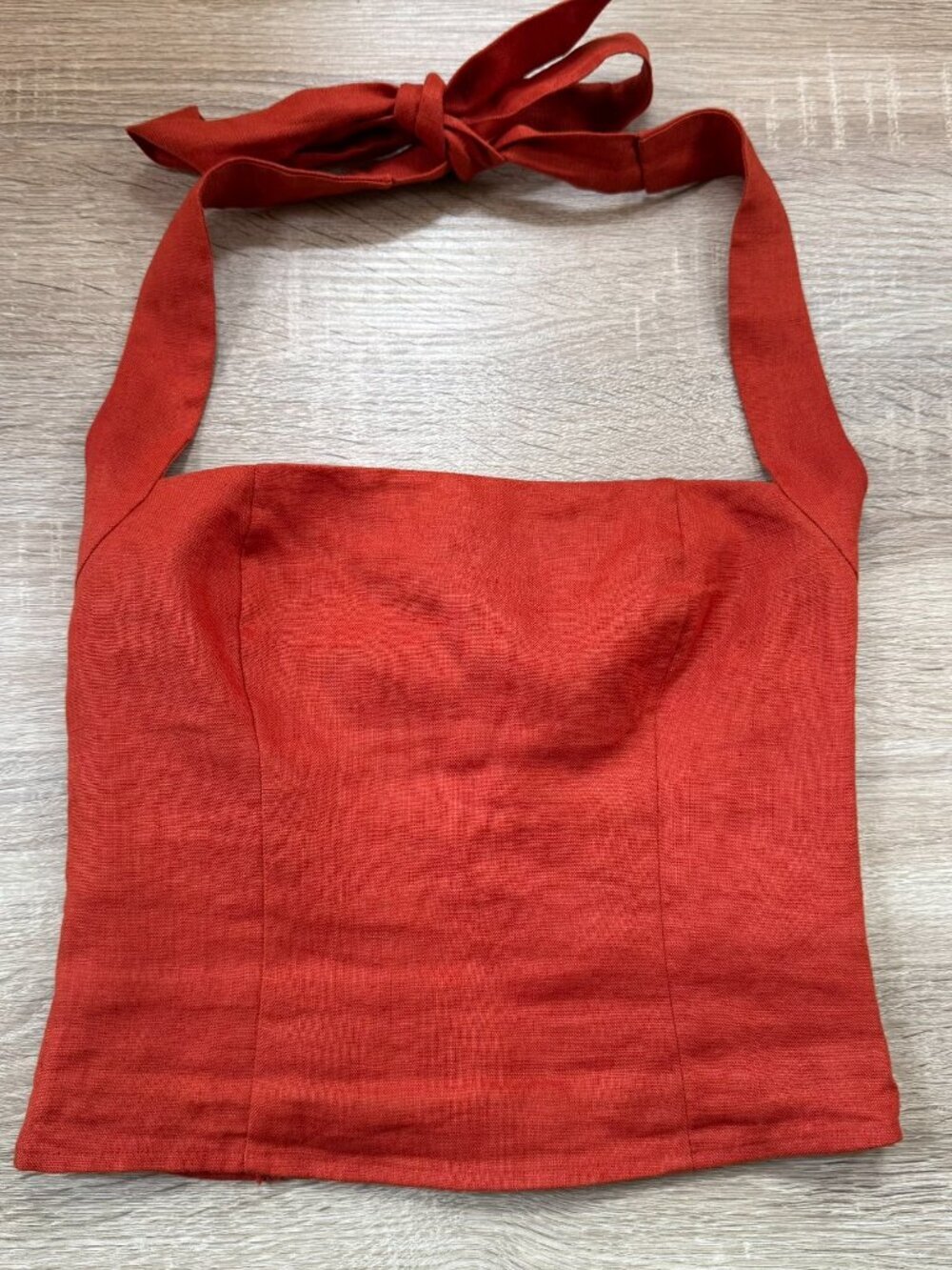 Reformation Malika Linen Top Blood Orange 0